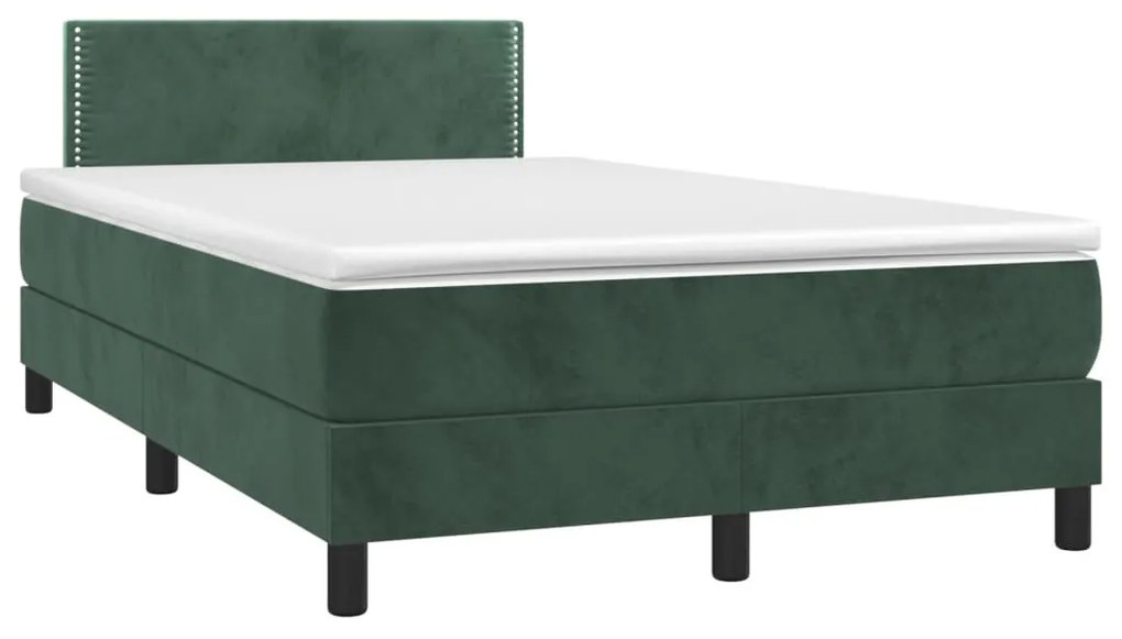 Letto A Molle Con Materasso E Led Verde Scuro 120x190cm Velluto /