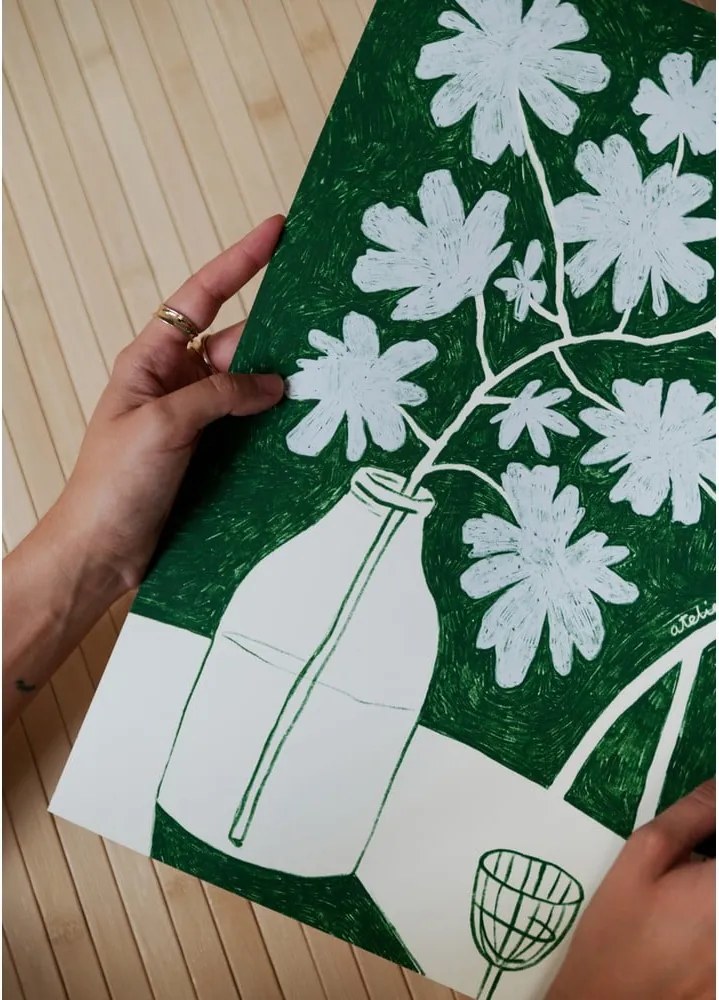 Poster 30x40 cm Blue Flowers &amp; Red Wine – Anouk van Cleef – The Poster Club