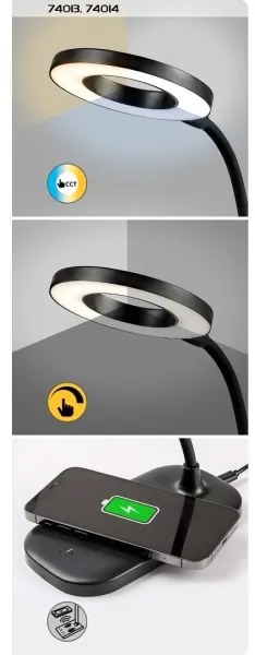 Rabalux 74013 - Lampada da tavolo LED dimmerabile con funzione Touch HARDIN LED/5W/5V nero