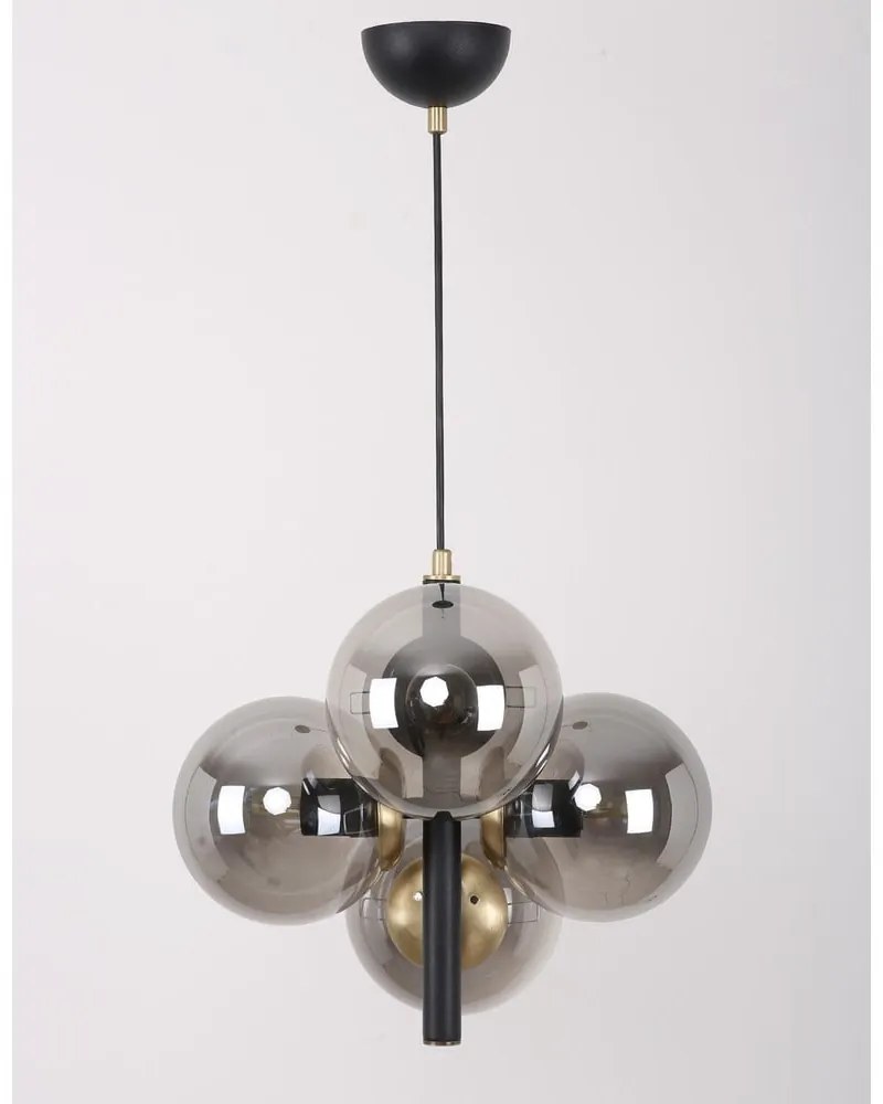 Lampada a sospensione grigio-nera con paralume in vetro ø 15 cm Forte - Squid Lighting