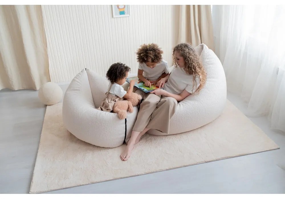 Pouf a sacco per bambini grigio chiaro con rivestimento in bouclé Clip Clap 115 – SLOWDOWN