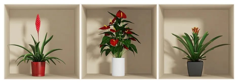 Set di 3 adesivi con effetto 3D Fiore - Ambiance