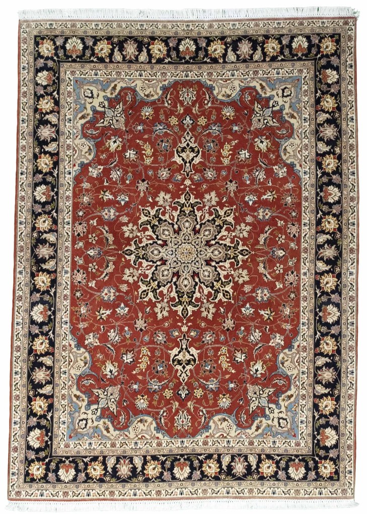 Tabriz Tappeto 220x160 Rosso (Iran) Annodato A Mano