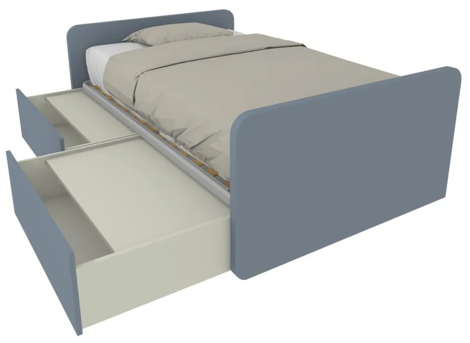 864C - Letto cameretta 120x190 1piazza e mezza con cassettoni estraibili e testate personalizzabili.Rete inclusa