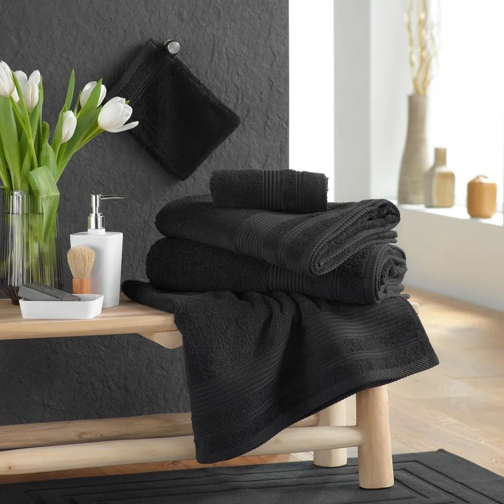 Asciugamano tipo terry nero in cotone 90x150 cm Tendresse – douceur d'intérieur