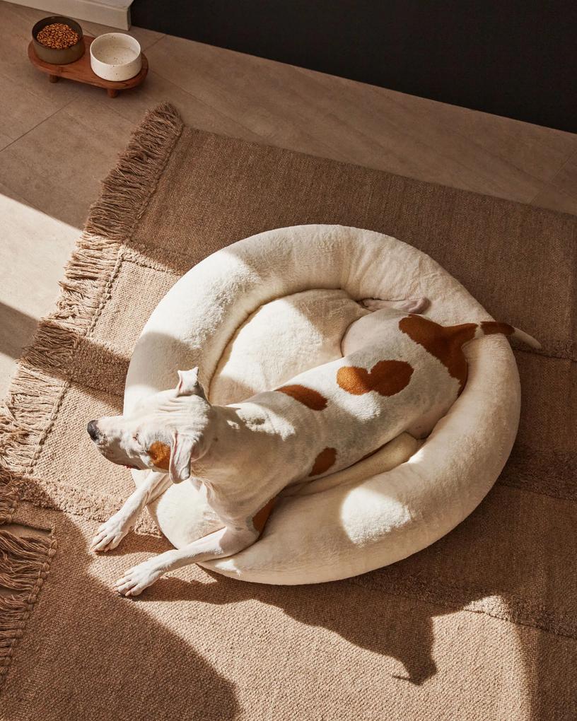 Kave Home - Set di 2 ciotole per animali domestici Dumbi bianca e marrone Ã˜ 14 cm