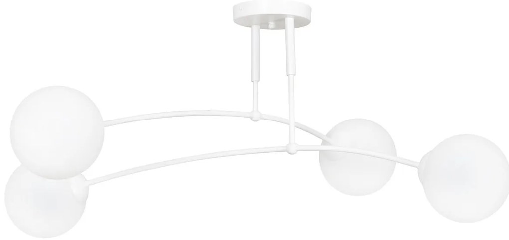 Lampadario a Sospensione in Acciaio e Vetro PREGOS 4 Nero/Bianco 4xE14