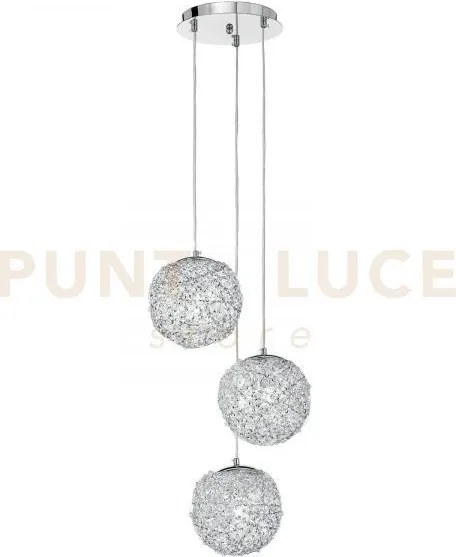 Lampadario a sospensione astra cromo 3 luci attacco e27 40x120cm al...