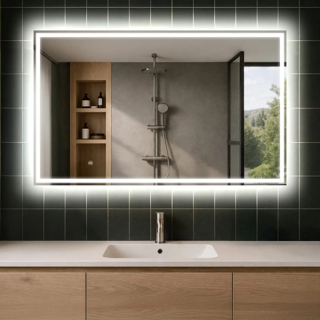 Artforma specchio bagno LED rettangolare, retroilluminato e su misura, realizzato nelle tue dimensioni | moderno, 50–200 × 50–100 cm | L49