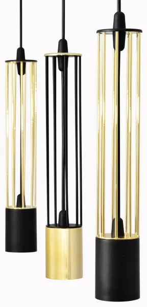 LED Lampadario su corda BARS 3xGU10/4,8W/230V nero/oro