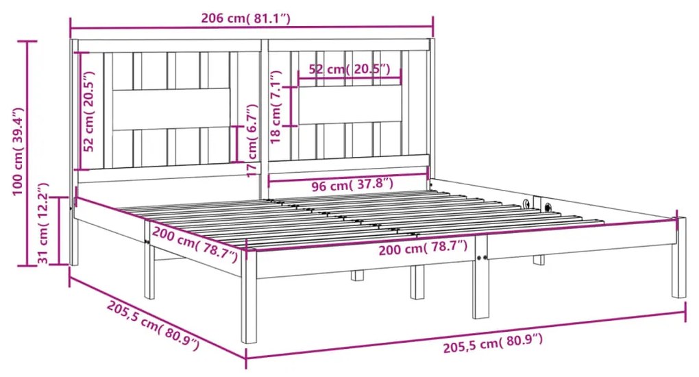 Giroletto in Legno Massello di Pino 200x200 cm