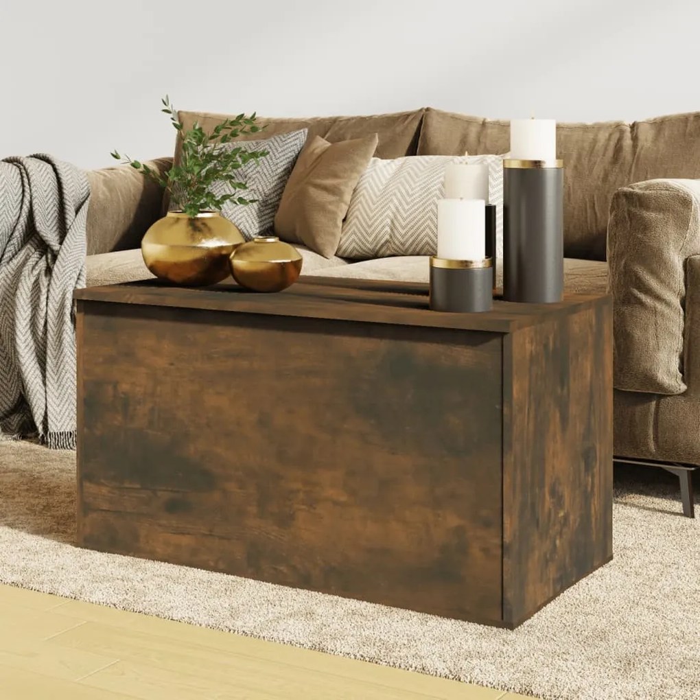 Cassapanca Rovere Fumo 84x42x46 Cm İn Legno Ingegnerizzato /