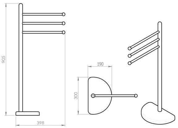 Gedy - Piedistallo con gancio per asciugamani HIBISCUS 90,5 cm cromo lucido