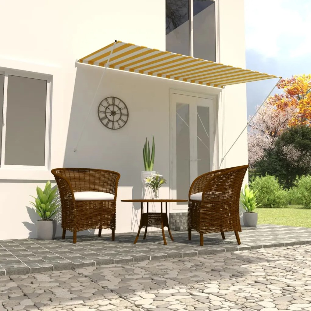 Tenda Da Sole Retrattile 250x150 Cm Giallo E Bianco /