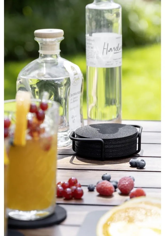 Sottobicchieri neri in set da 8 con supporto - Wenko