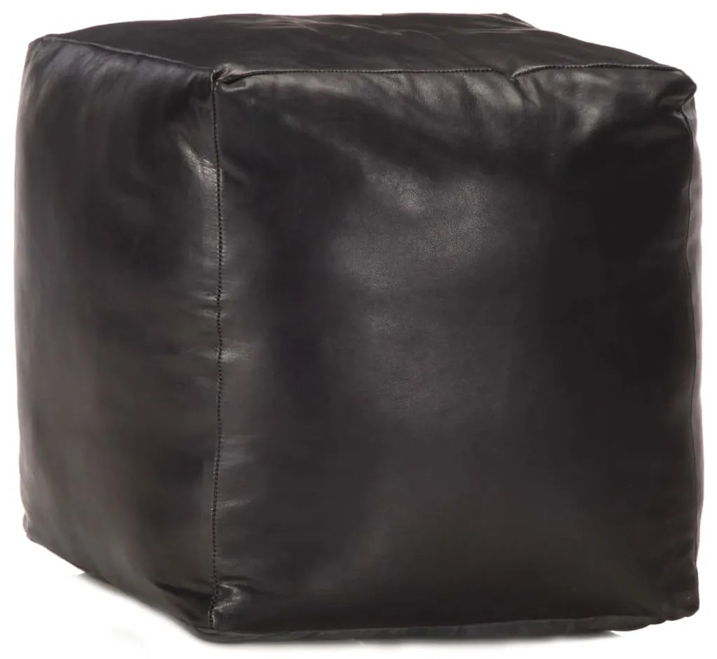 Pouf Nero 40x40x40 Cm İn Vera Pelle Di Capra /