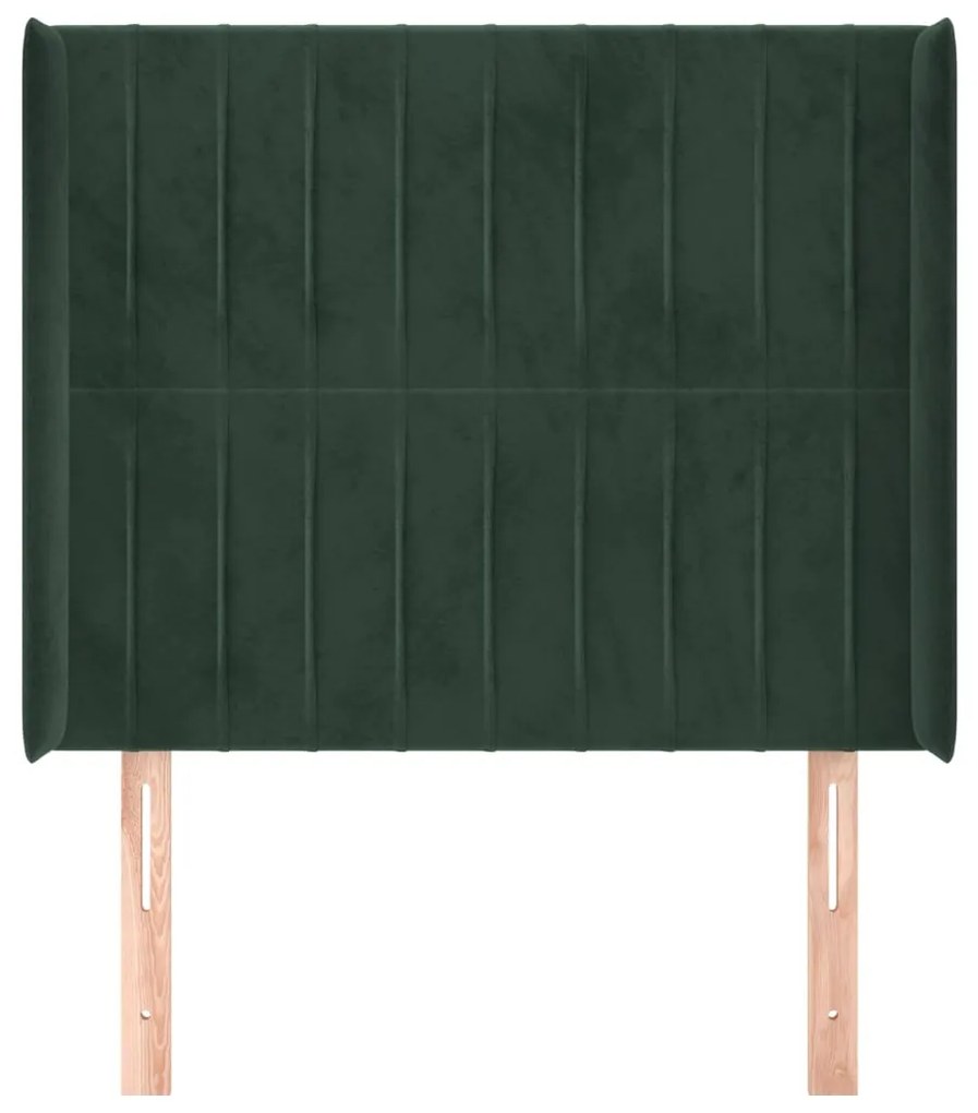 Testiera ad orecchio verde scuro 93x16x118/128 cm in velluto