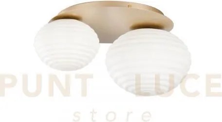 Plafoniera ripple oro 2 luci attacco e27 45x21,5x35cm  in vetro sof...