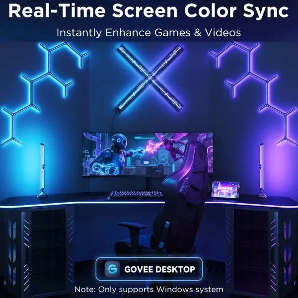 Govee - Pannelli luminosi Smart RGBIC Gaming Pro compatibili con Matter e Wi-Fi