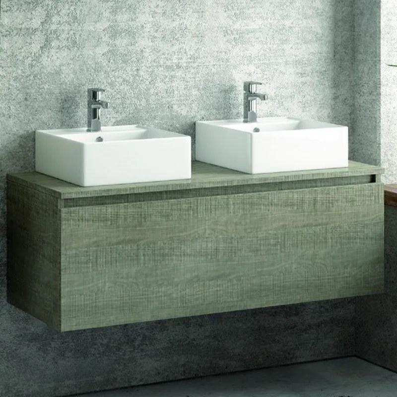 Composizione bagno 120cm sospesa con mobile specchio e colonna - KAMALU