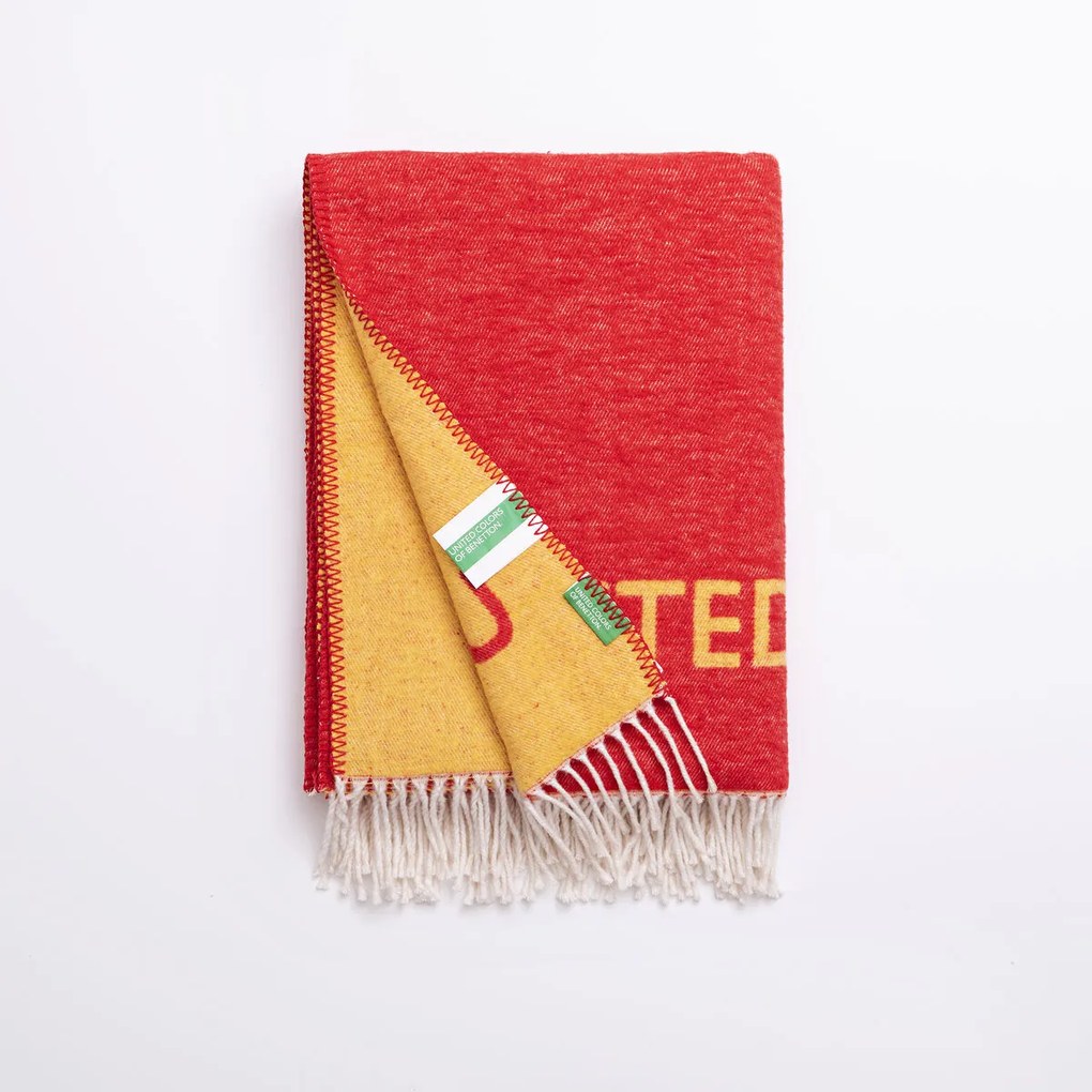 Coperta Benetton LOGO RAINBOW BE Rosso Giallo