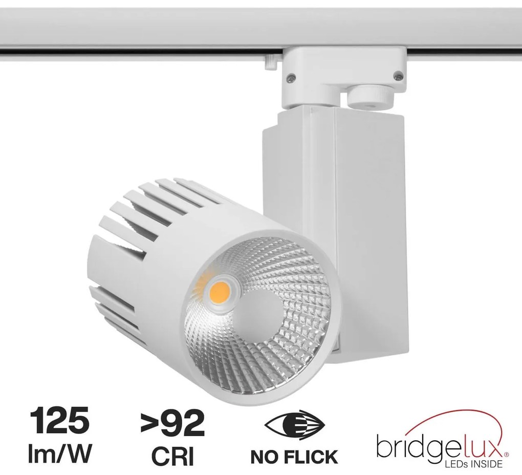 Faretto LED 40W per Binario Monofase CRI92 125lm/W 100° - Bianco Colore Bianco Freddo 6.000K