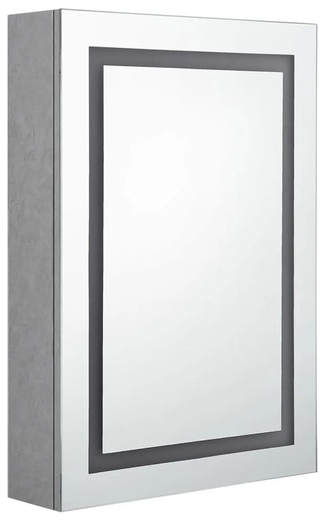 Armadietto bagno con specchio e led grigio cemento 50x13x70 cm
