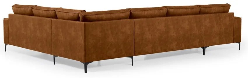 Divano angolare in similpelle marrone cognac (angolo sinistro/"U") Copenhagen - Scandic