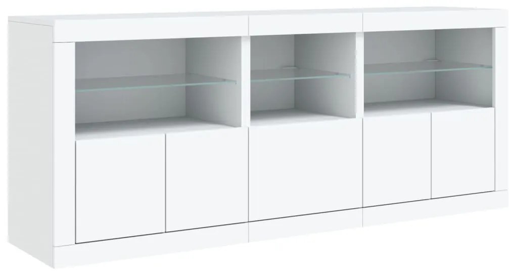 Credenza con luci led bianca 162x37x67 cm