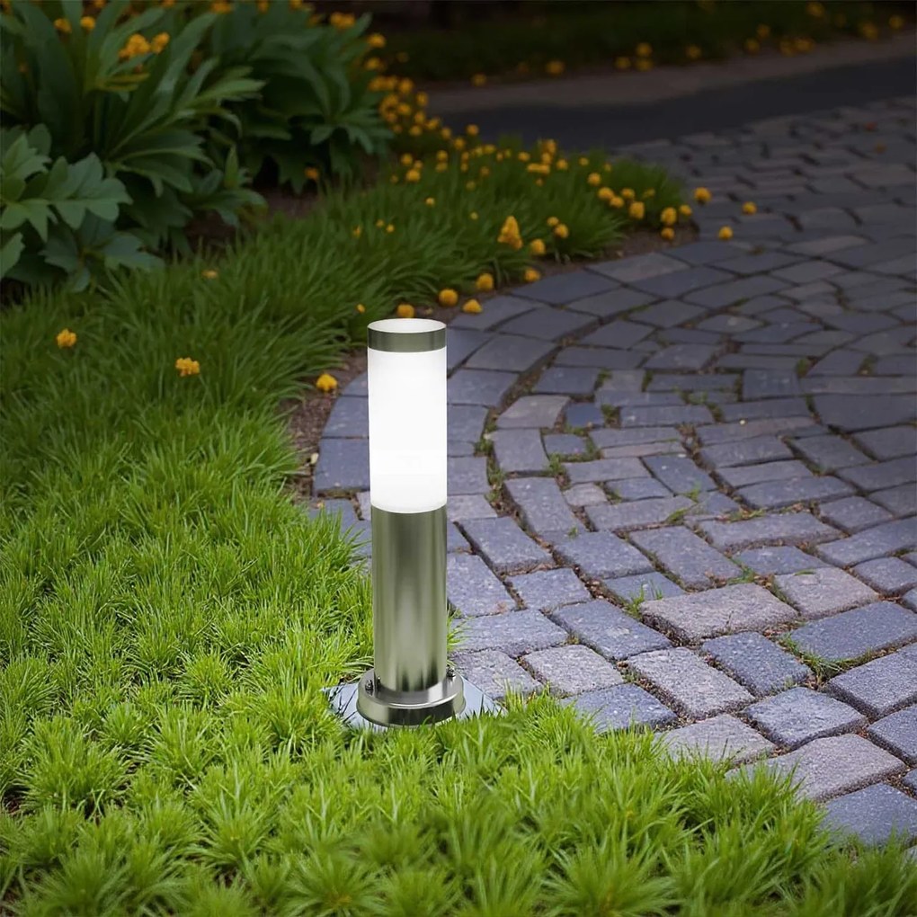 Paletto da Giardino 40cm Acciaio INOX IK06 IP54 Base E27