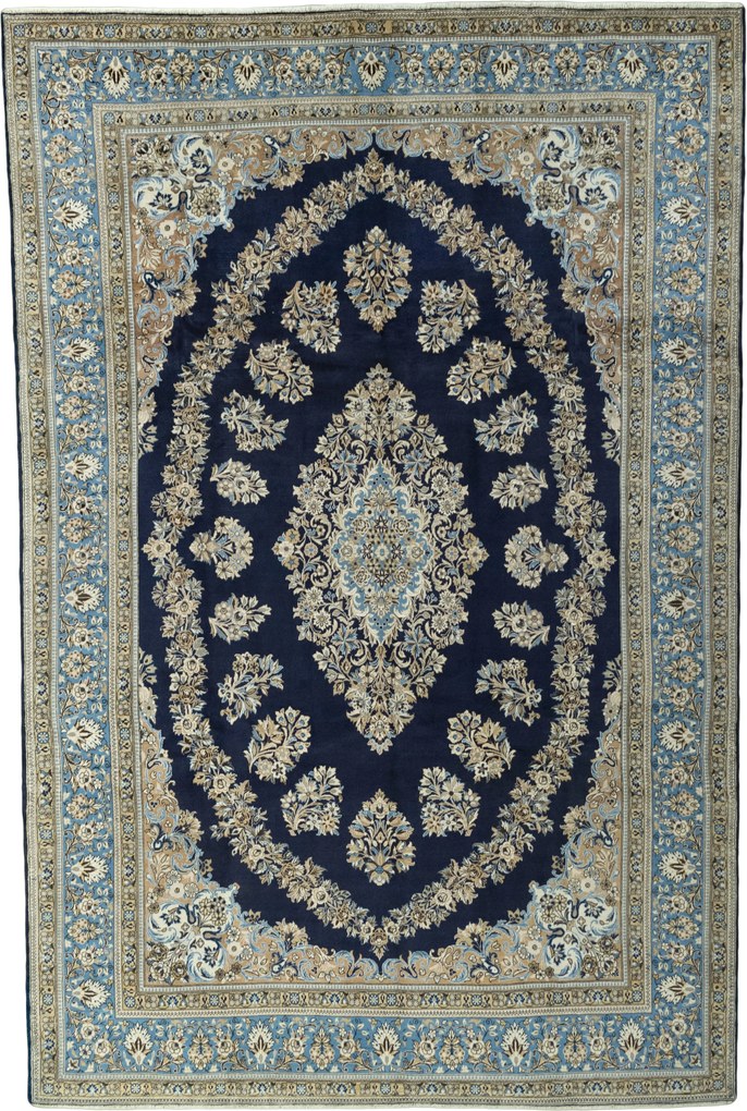 Ghom Tappeto 270 x 420 Blu (Iran) Annodato A Mano