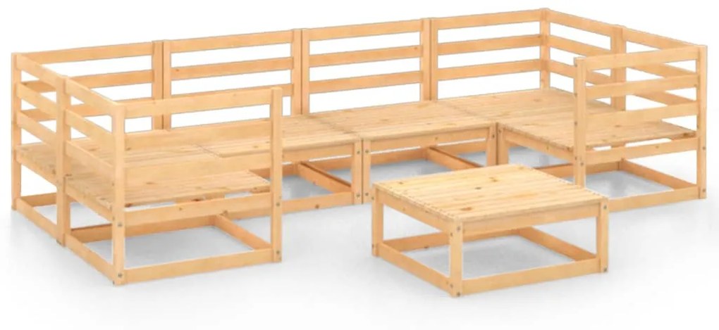 Set divani da giardino 7 pz in legno massello di pino