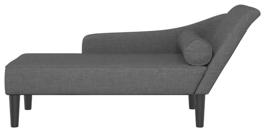 Chaise longue con cuscini grigio scuro in tessuto