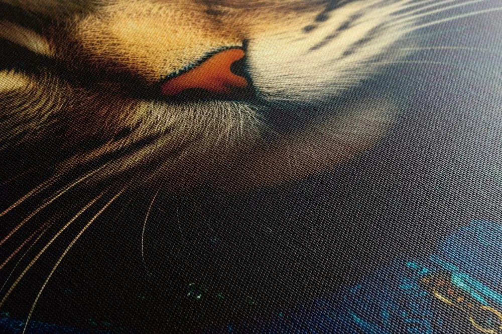 Stampa su tela – Gatto blu-oro