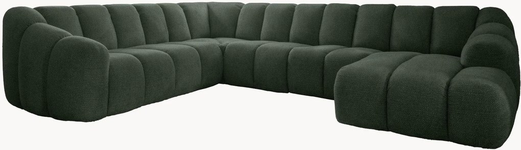 Divano angolare panoramico 8 posti in ciniglia Shell