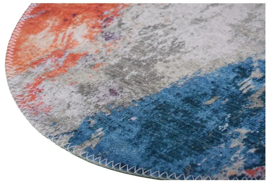 Tappeto rotondo lavabile blu-arancio ø 80 cm - Vitaus