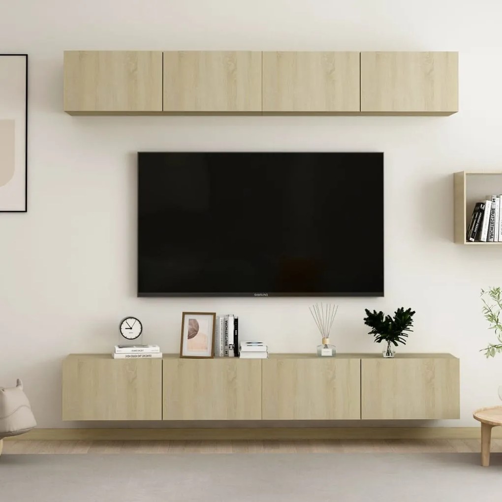 Mobili Porta Tv 4pz Rovere Sonoma 100x30x30cm Legno Multistrato /