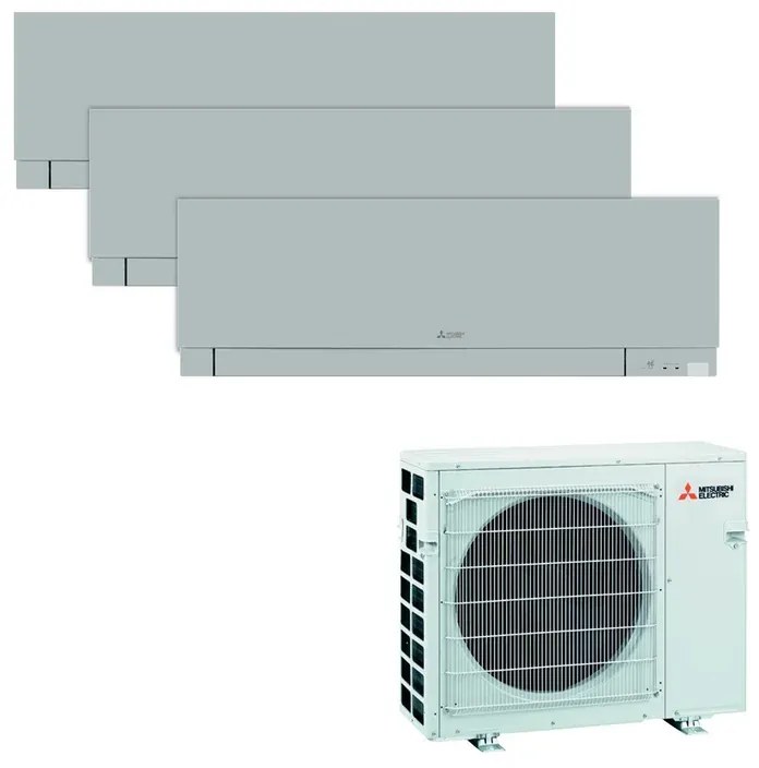 Condizionatore a muro multisplit MITSUBISHI ELECTRIC Kirigamine 9 + 9 + 12 23000 BTU classe raffreddamento A++,grigio