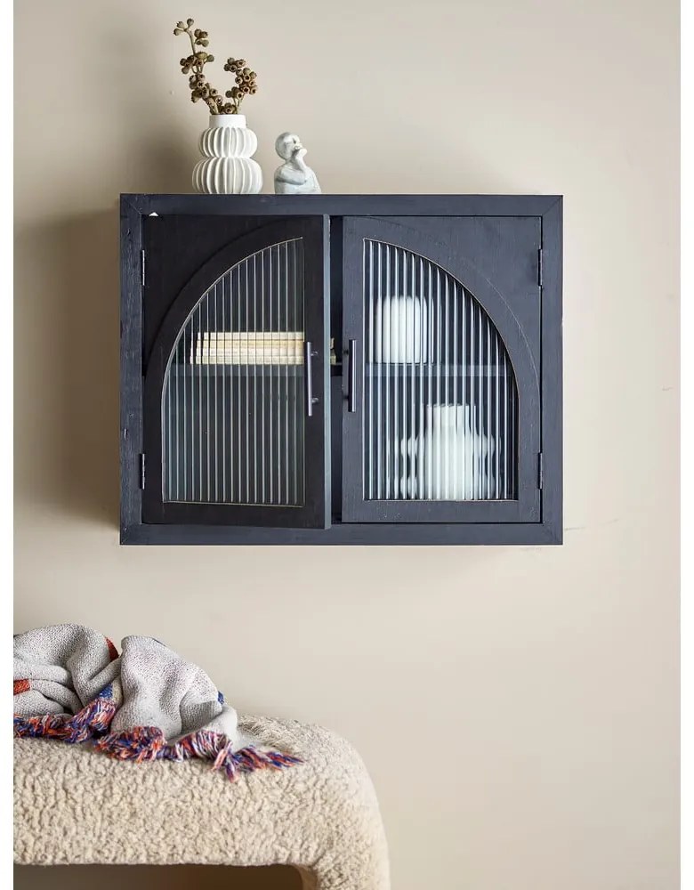 Vetrina nera in abete massiccio da appendere 62x49x23 cm Lario - Bloomingville