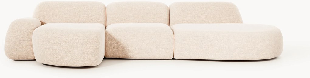 Divano angolare componibile 4 posti in bouclé con chaise longue Wolke