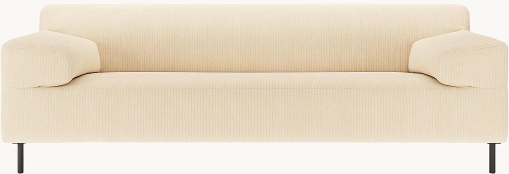 Divano 3 posti in velluto a coste beige/nero freistil180, larg. 222 cm