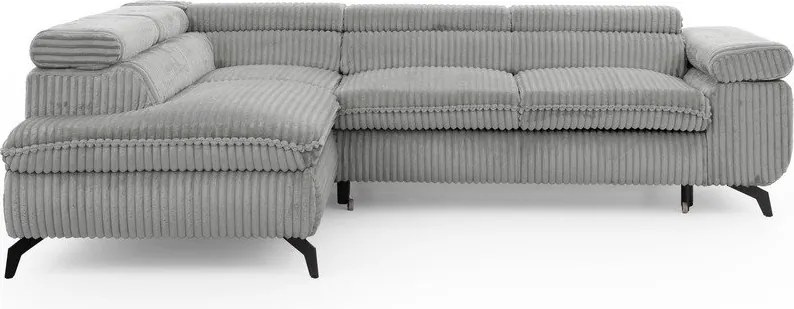 Divano angolare grigio chiaro (con penisola a sinistra/a L) con rivestimento in velluto a coste Marbeya – Ropez