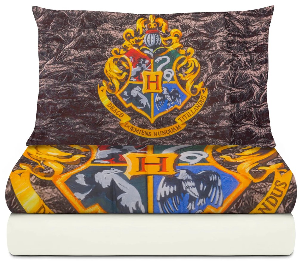 Completo letto singolo Harry Potter stemma Hogwarts