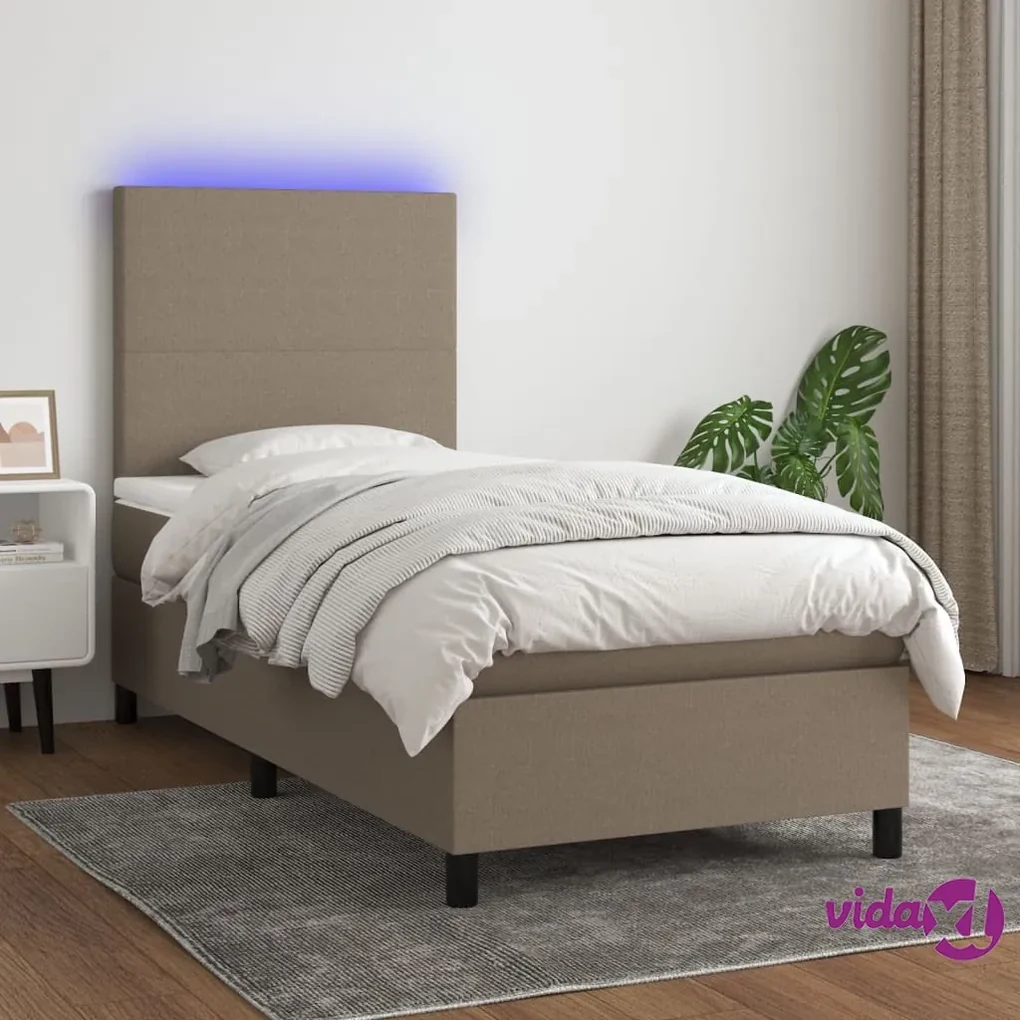 vidaXL Letto a Molle con Materasso e LED Rosa 100x200 cm in Velluto