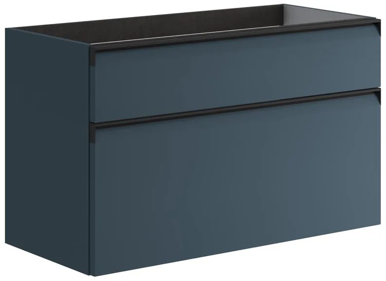Mobile da bagno sospeso sotto lavabo Fusion L 99.5 x H 60 x P 45.5 cm blu opaco, 2 cassetti