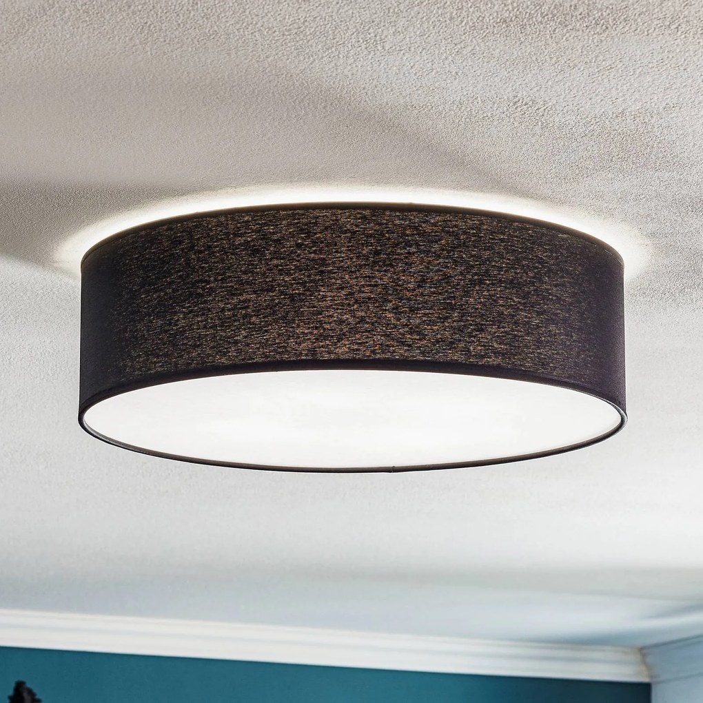 Plafoniera soffitto Rondo TK Lighting, dimmerabile, Nero, Camera da letto, Tessuto / Stoffa / Seta, Moderno, Plafoniera