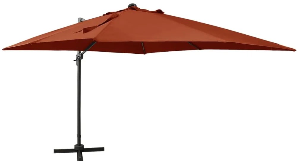 Ombrellone A Sbalzo Con Palo E Luci A Led Terracotta 300 Cm /