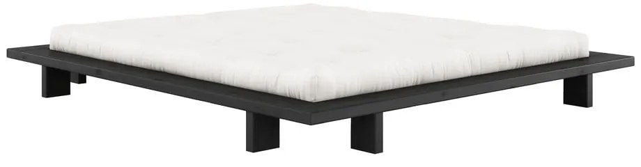 Letto matrimoniale nero in legno di pino con griglia 180x200 cm Japan - Karup Design