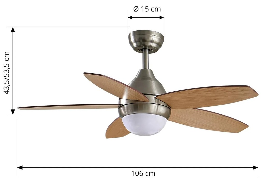 Lindby Ventilatore da soffitto a LED Klasika, DC, silenzioso, 106 cm, CCT