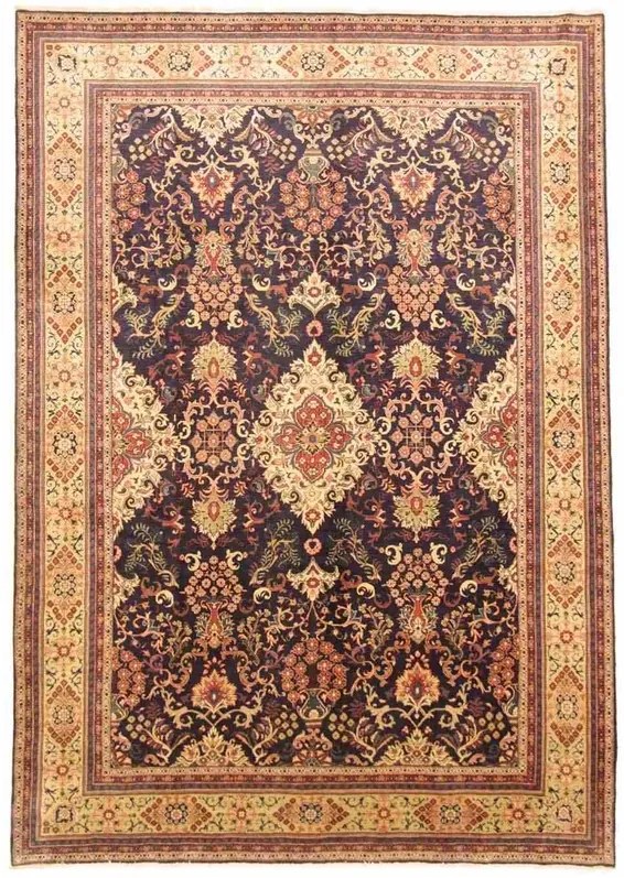 Sarouk Tappeto persiano 370x270 Blu (Iran) Annodato A Mano
